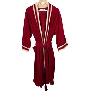 Vintage 1970s Christian Dior Robe de Chambre Red Embroidered Trim Authenticated